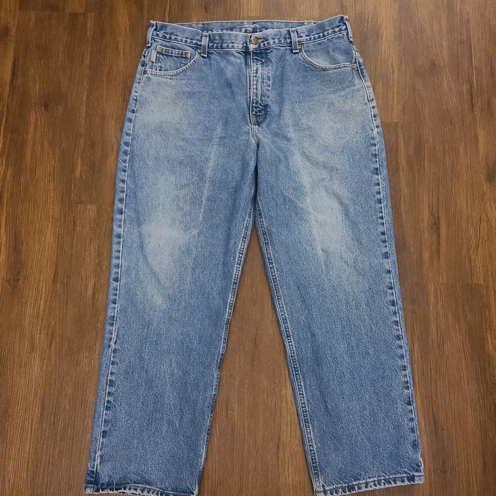 Carhartt Jeans Mens Relaxed Fit Medium Wash Denim 40x30 B160 DST